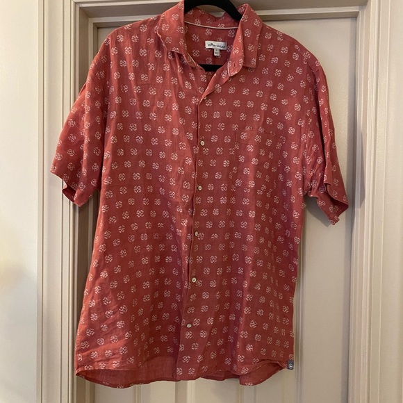 Peter Millar Other - Peter Millar Large 100% Linen Coral Patterned Casual Shirt